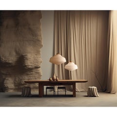 Paper Milk Medium Pendant Light in Ash Wood & Industrial Rice Paper by KIMU