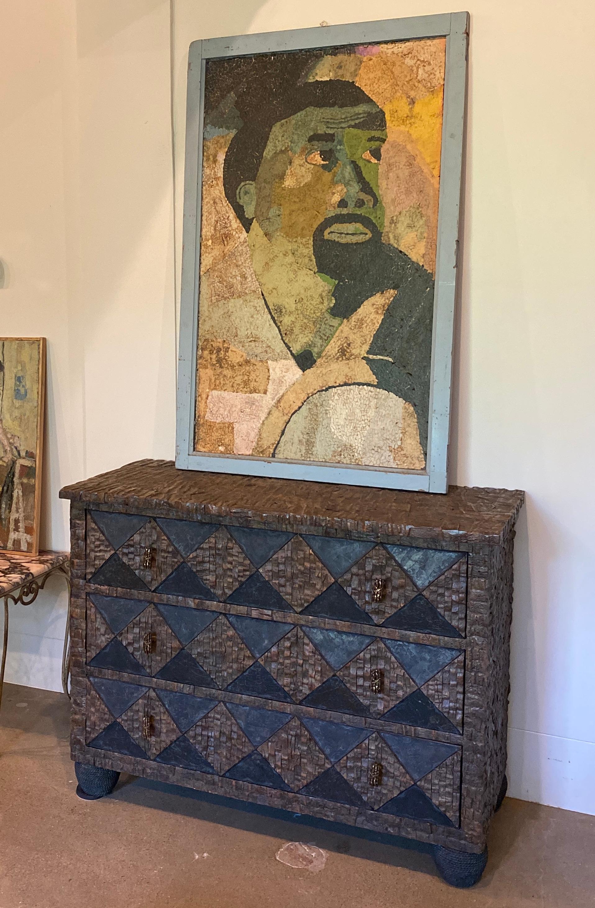 Mid-Century Modern Paper Mosaic Portrait, Mid-20th Century