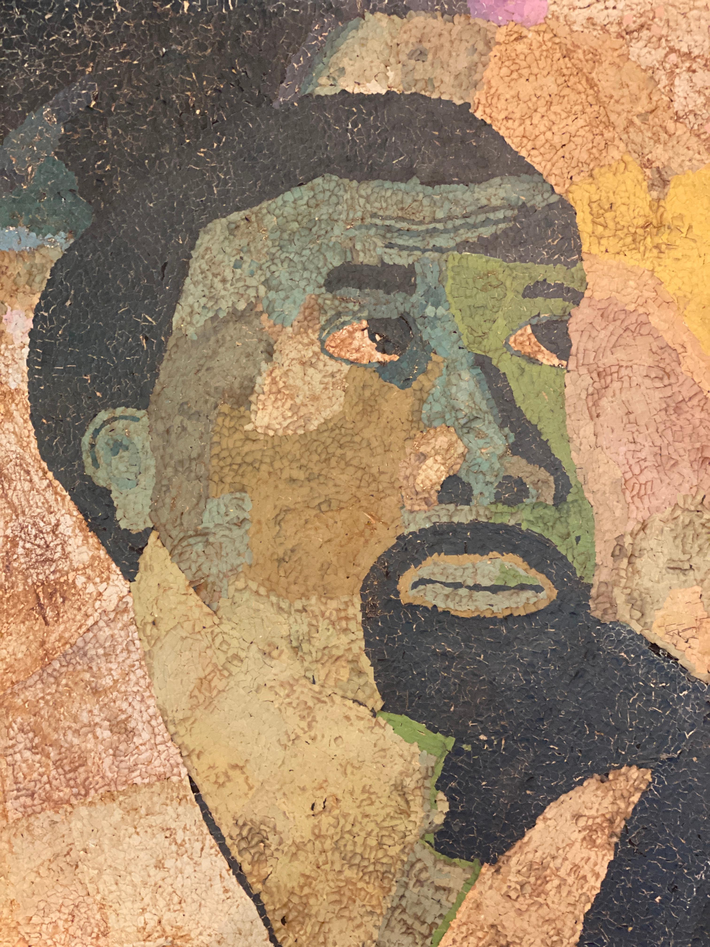 Paper Mosaic Portrait, Mid-20th Century In Good Condition In Austin, TX