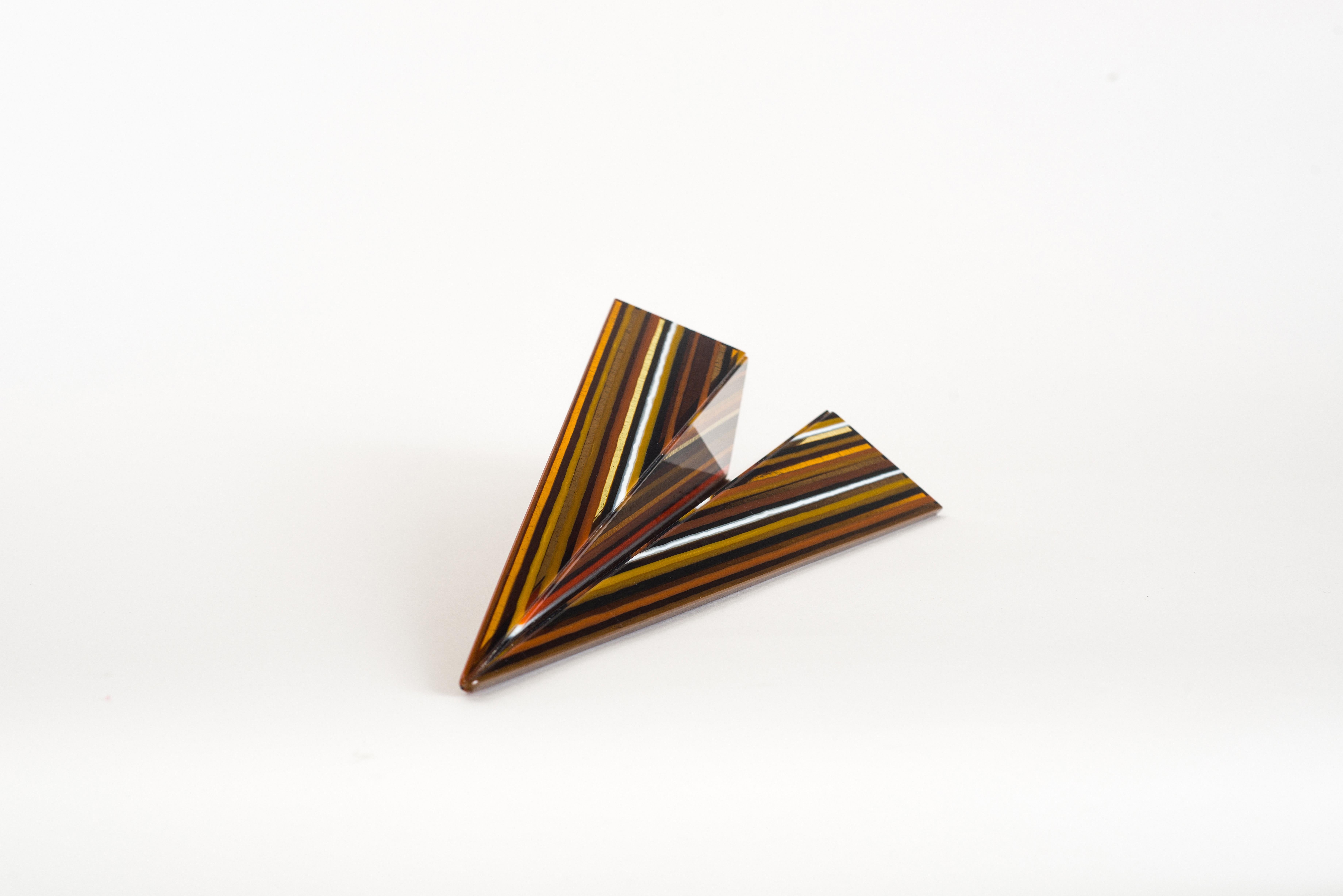 Other PAPER PLANE Striped Multicolor Sculpture Glass Decoration For Sale