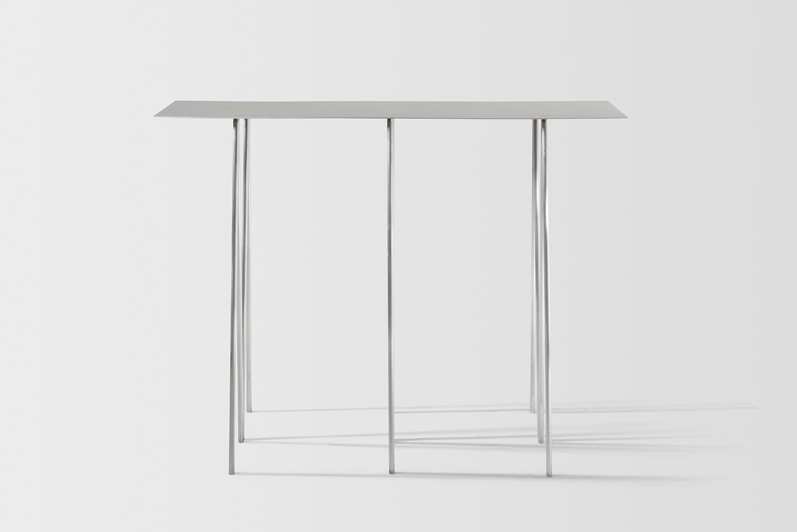 Paper Table L, Console Table in Polished Steel Finish by UMÉ Studio In New Condition For Sale In Oakland, CA