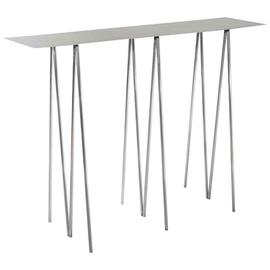 Paper Table L, Console Table in Polished Steel Finish by UMÉ Studio For Sale