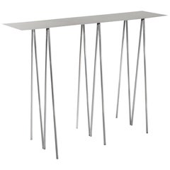 Paper Table L, Console Table in Polished Steel Finish by UMÉ Studio