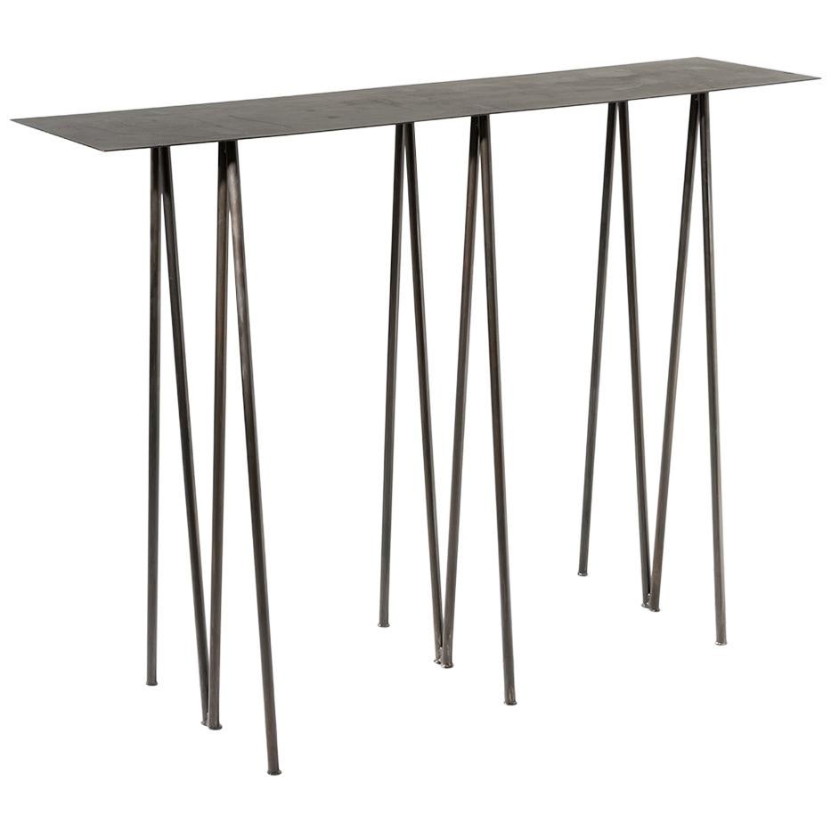 Paper Table L, Console Table, in Stained Black Steel Finish by UMÉ Studio