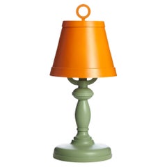 Paper Table Lamp orange shade and green base by Studio Job for Moooi