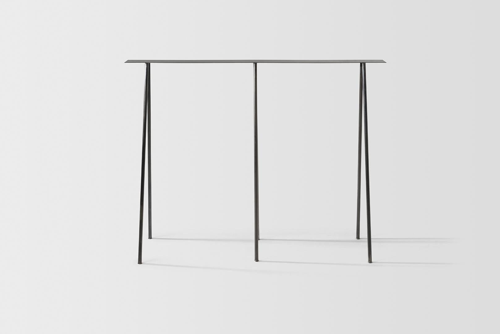 Metalwork Paper Table S, Console Table in Stained Black Steel Finish by UMÉ Studio For Sale