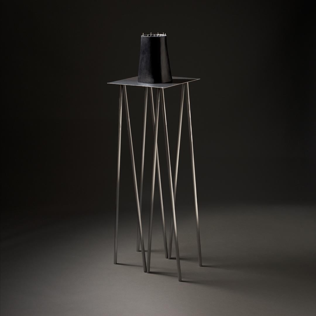 Minimalist Paper Table, Square, in Polished Steel Finish by UMÉ Studio For Sale