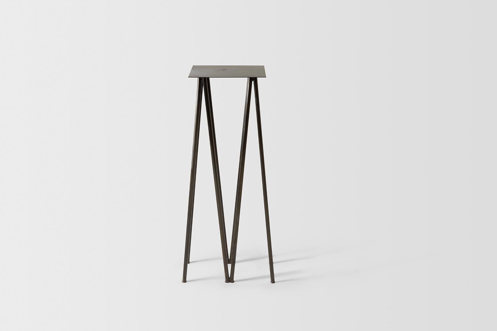 Metalwork Paper Table, Square, Console Table in Stained Black Finish by UMÉ Studio For Sale