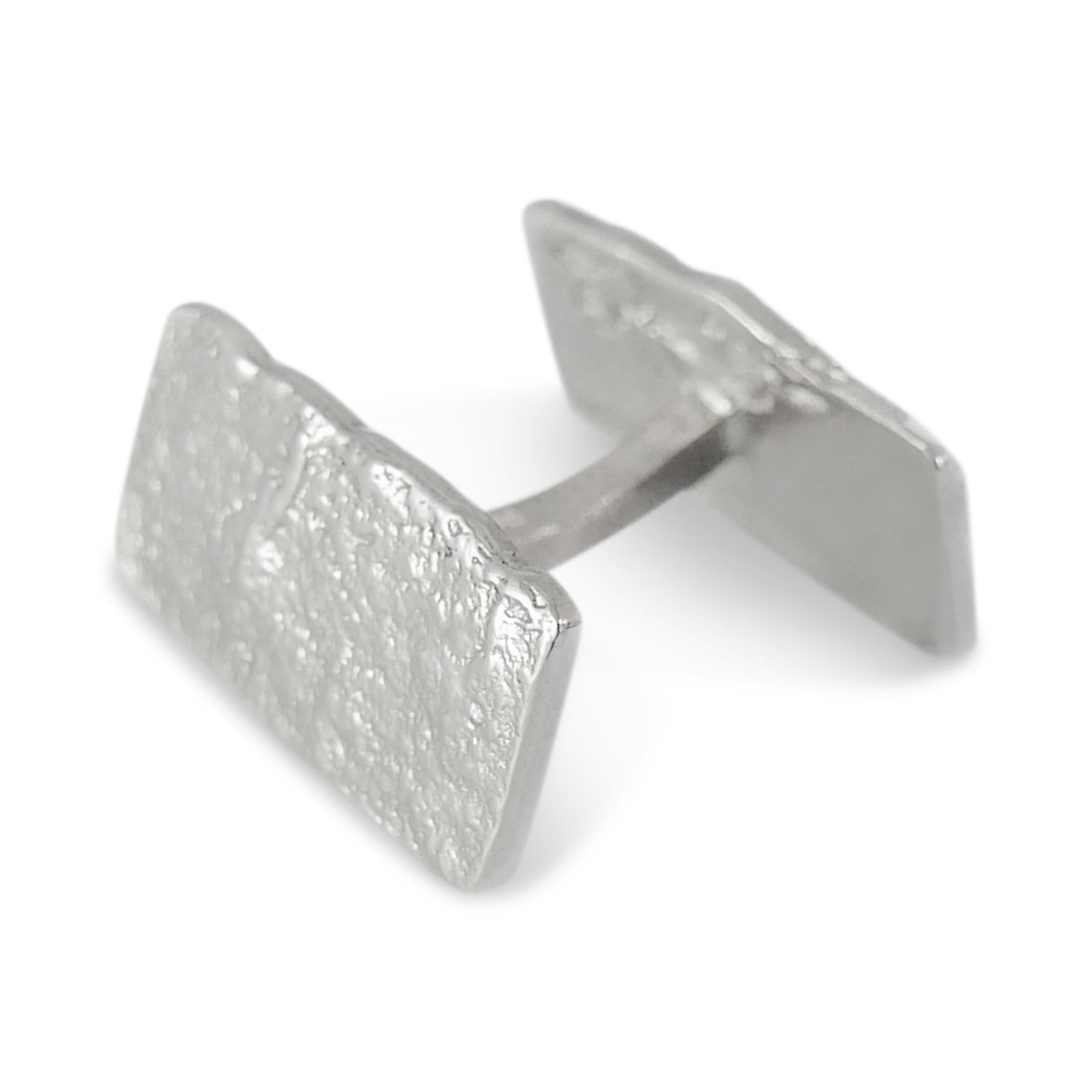 Contemporary Paper Textured Sterling Silver Cufflinks by Allison Bryan For Sale