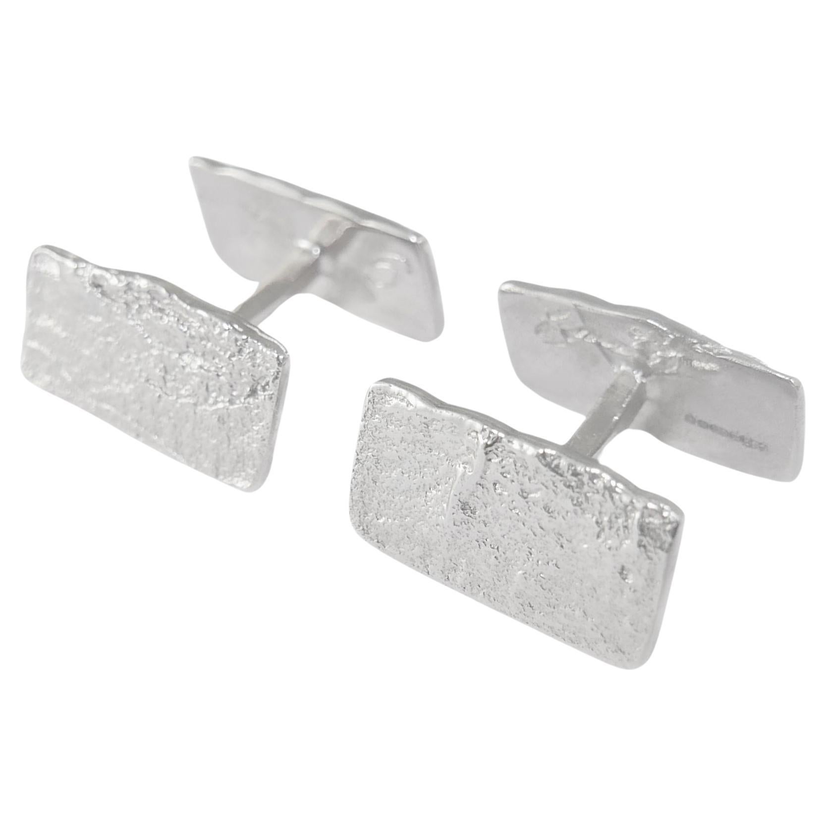 Boutons de manchette en argent sterling texturé papier par Allison Bryan en vente