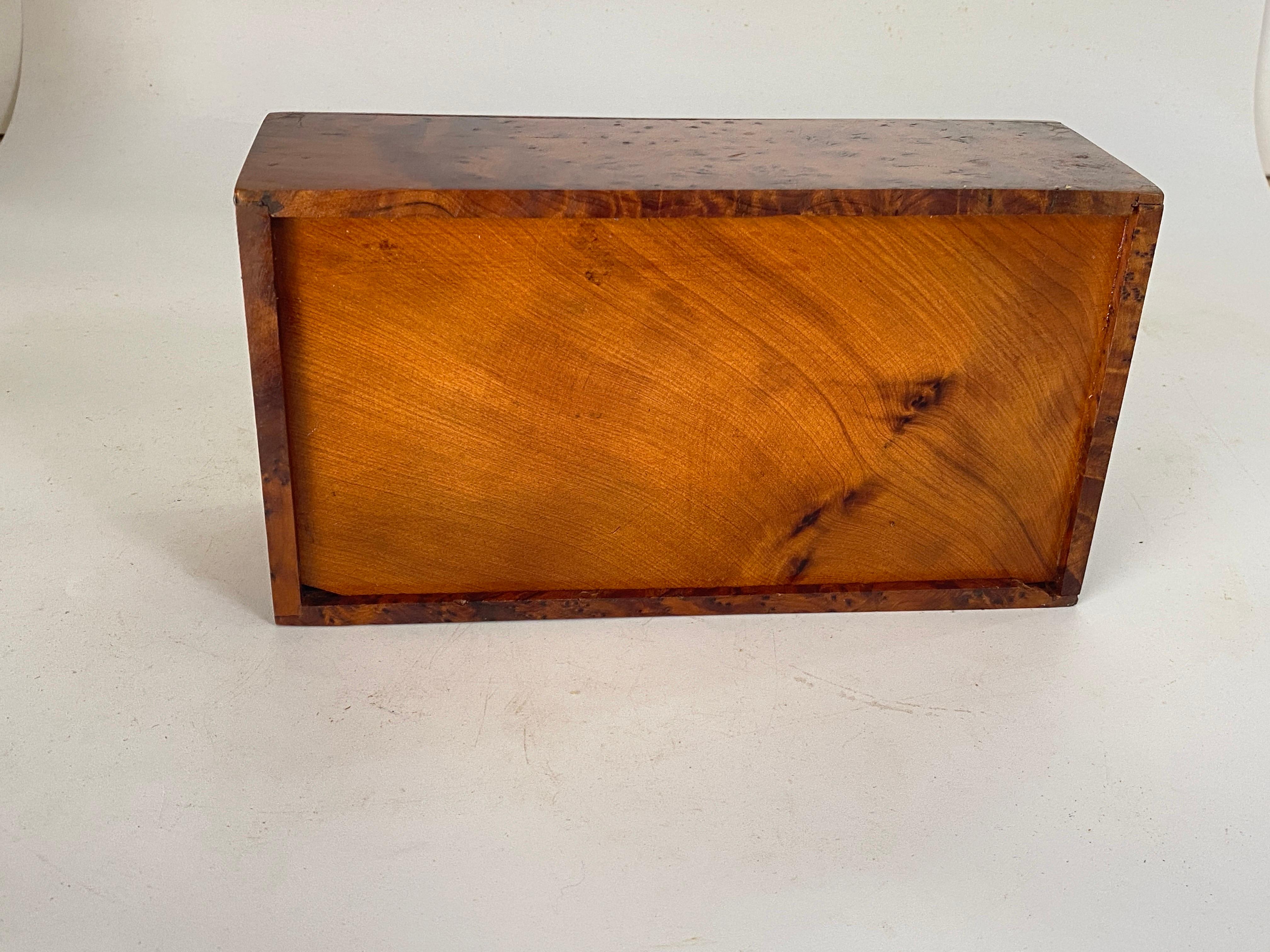 Late 20th Century Paper Tissue Burl Wood Box France 1970 Brown Color  For Sale