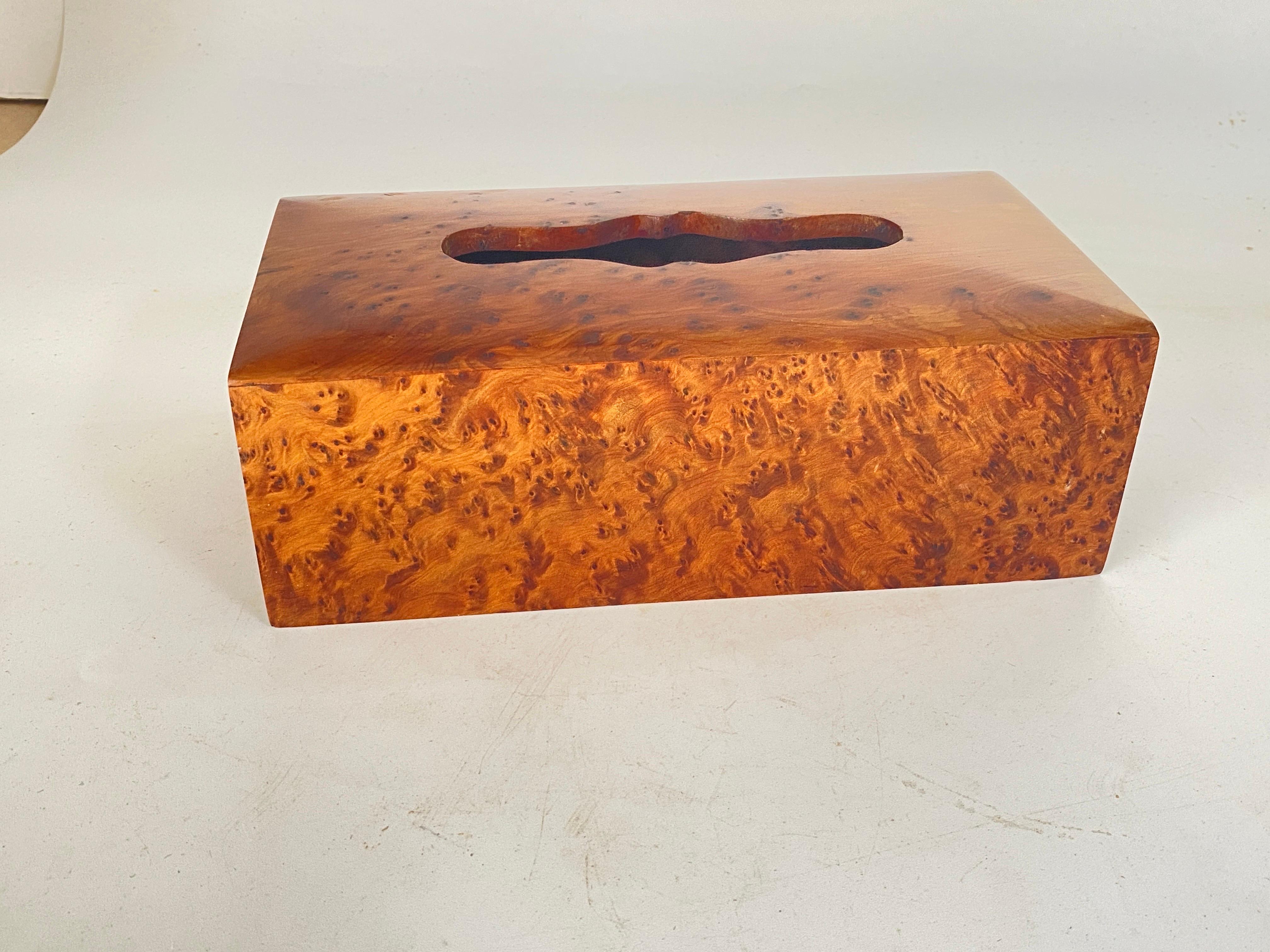 Paper Tissue Burl Wood Box France 1970 Brown Color  For Sale 1