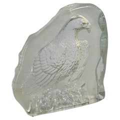 Vintage Paper Weight or Sculpture in Art Glass Eagle Sculpture France 1970