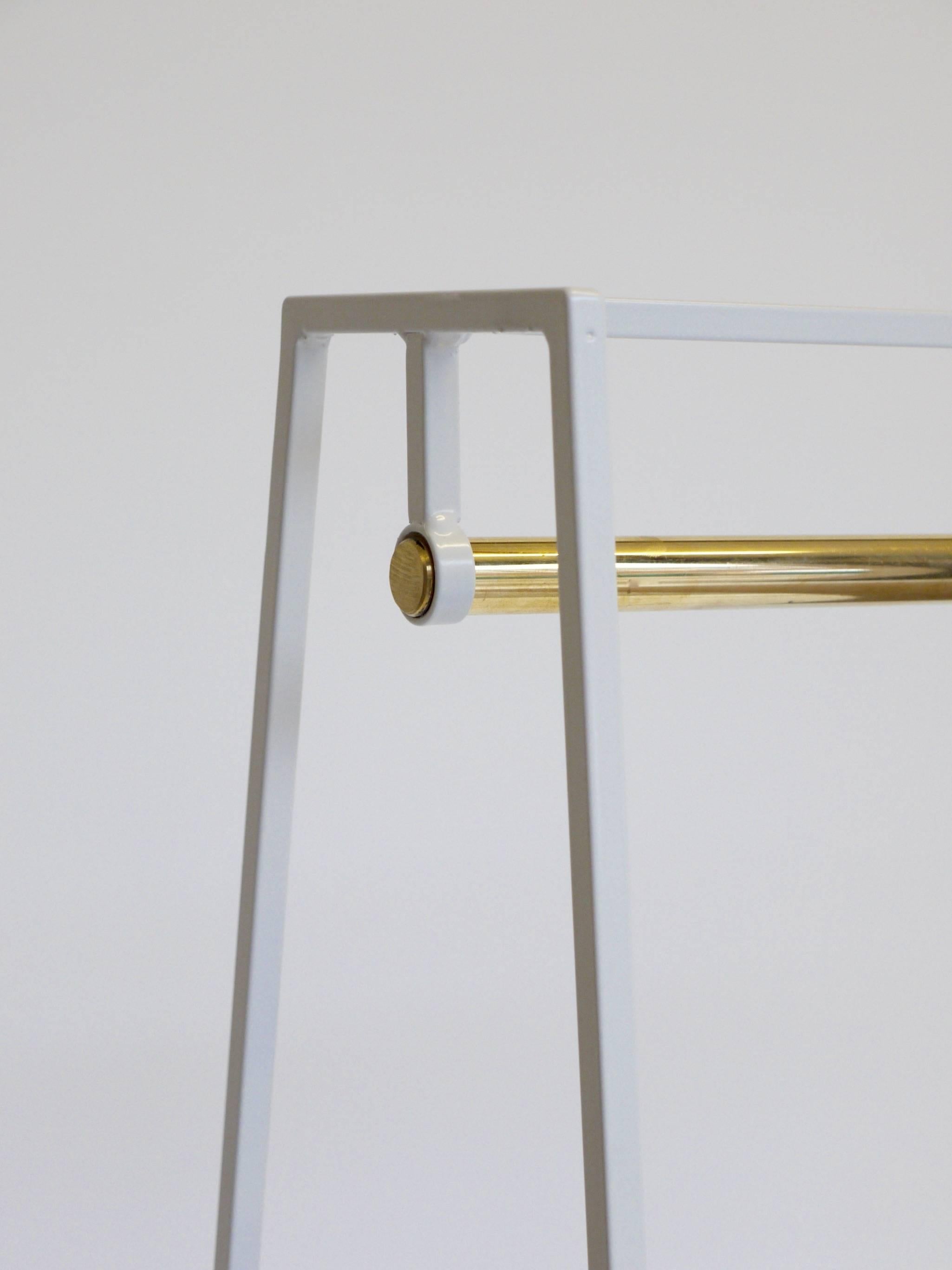 The steel slimline 'A' clothes rail is one of &New's signature pieces. A stunning addition to any bedroom or hallway, the minimal design looks delicate but is surprisingly robust. This one is powder coated in paper white, but the clothes rail is