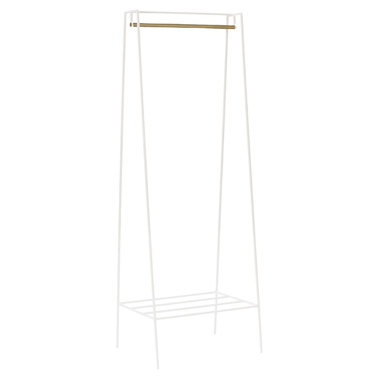 Paper White ‘A' Clothes Rail with a Luxury Brass Pole For Sale