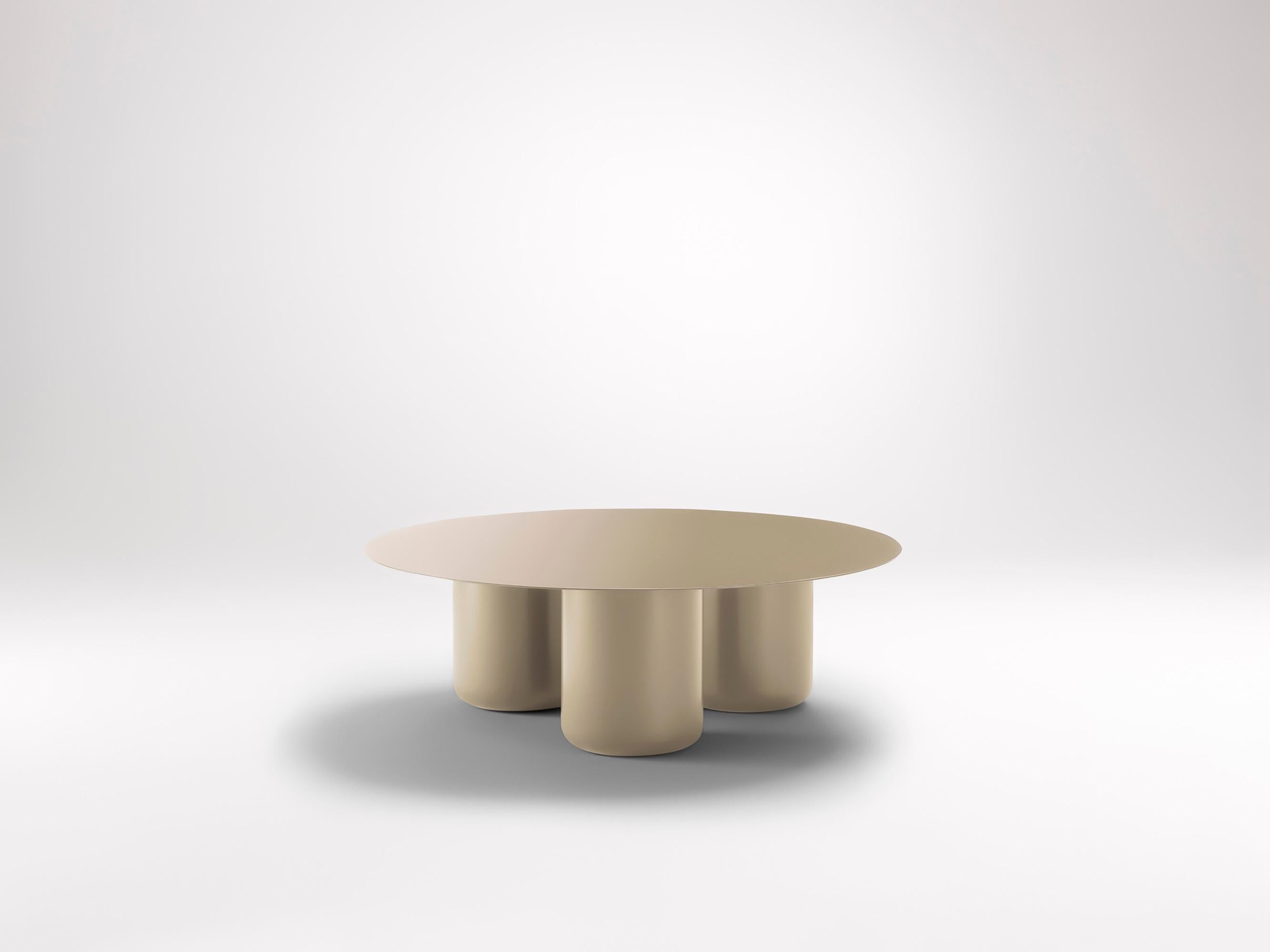 Paperbark Round Table by Coco Flip
Dimensions: D 100 x H 32 / 36 / 40 / 42 cm
Materials: Mild steel, powder-coated with zinc undercoat. 
Weight: 34 kg

Coco Flip is a Melbourne based furniture and lighting design studio, run by us, Kate Stokes and