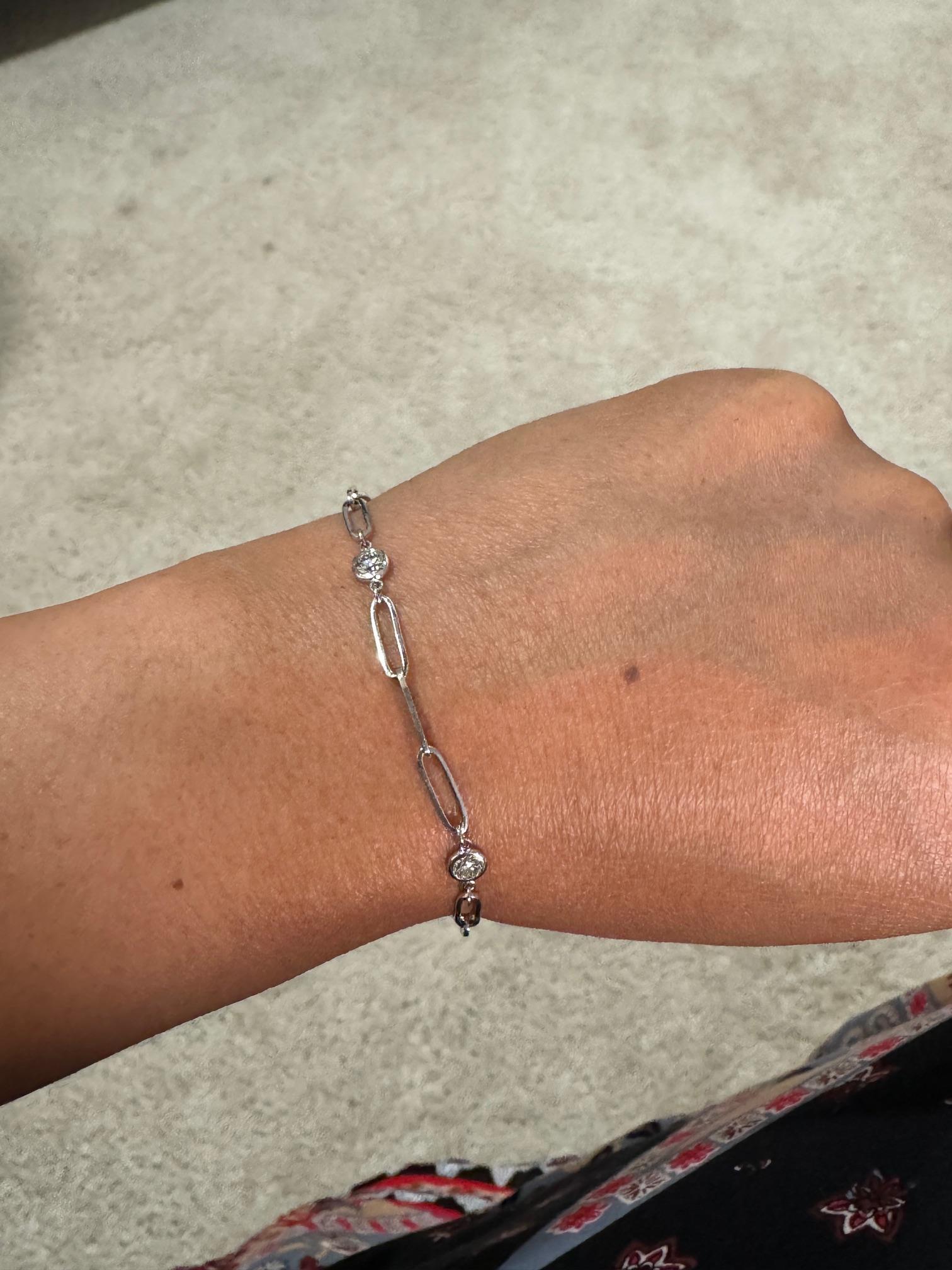 Modern Paperclip 0.62 Carat Diamond Bracelet in 14K White Gold For Sale