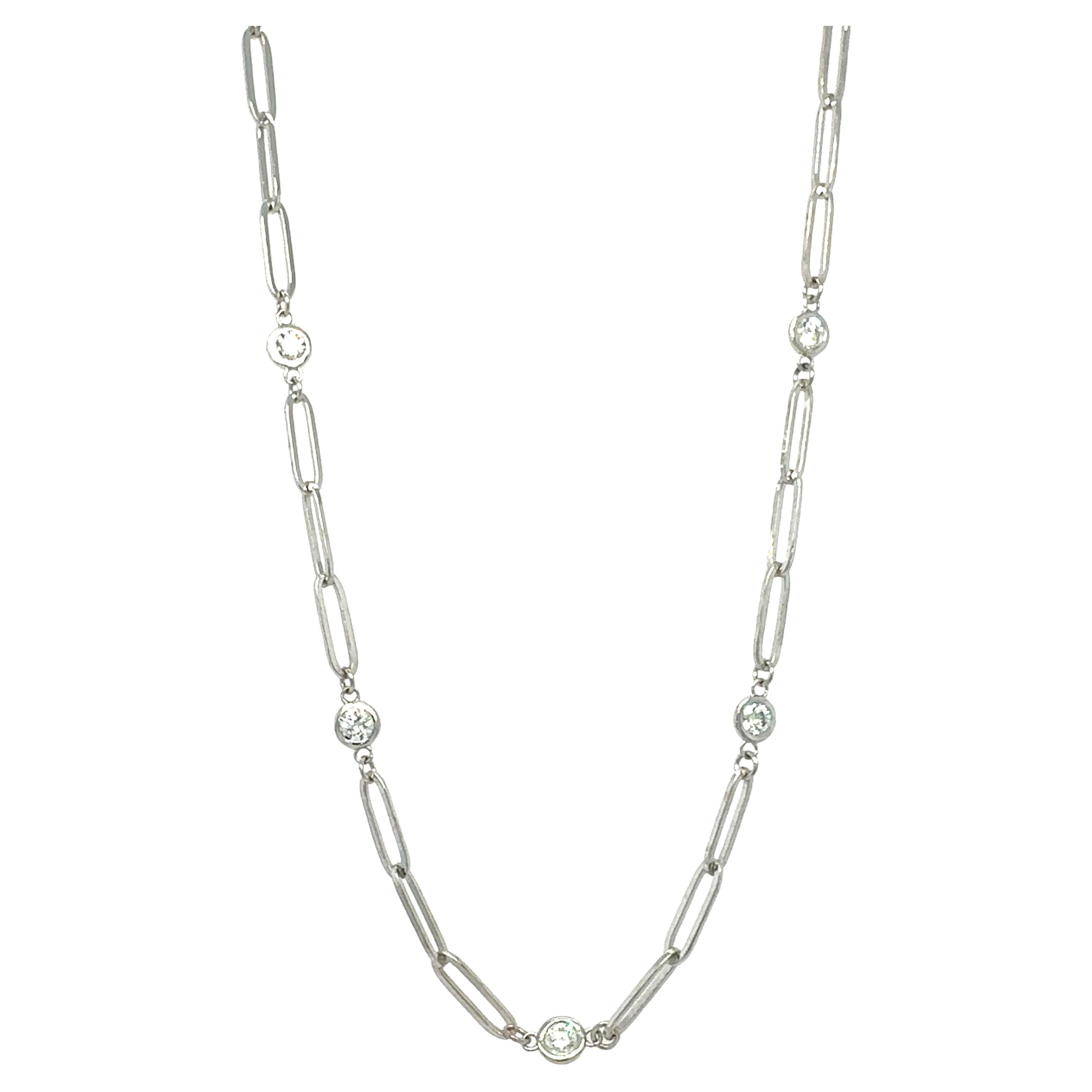 Papierclip 1,32 Karat Diamant-Halskette aus 14K Weißgold