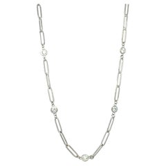 Paperclip 1.32 Carat Diamond Necklace in 14K White Gold