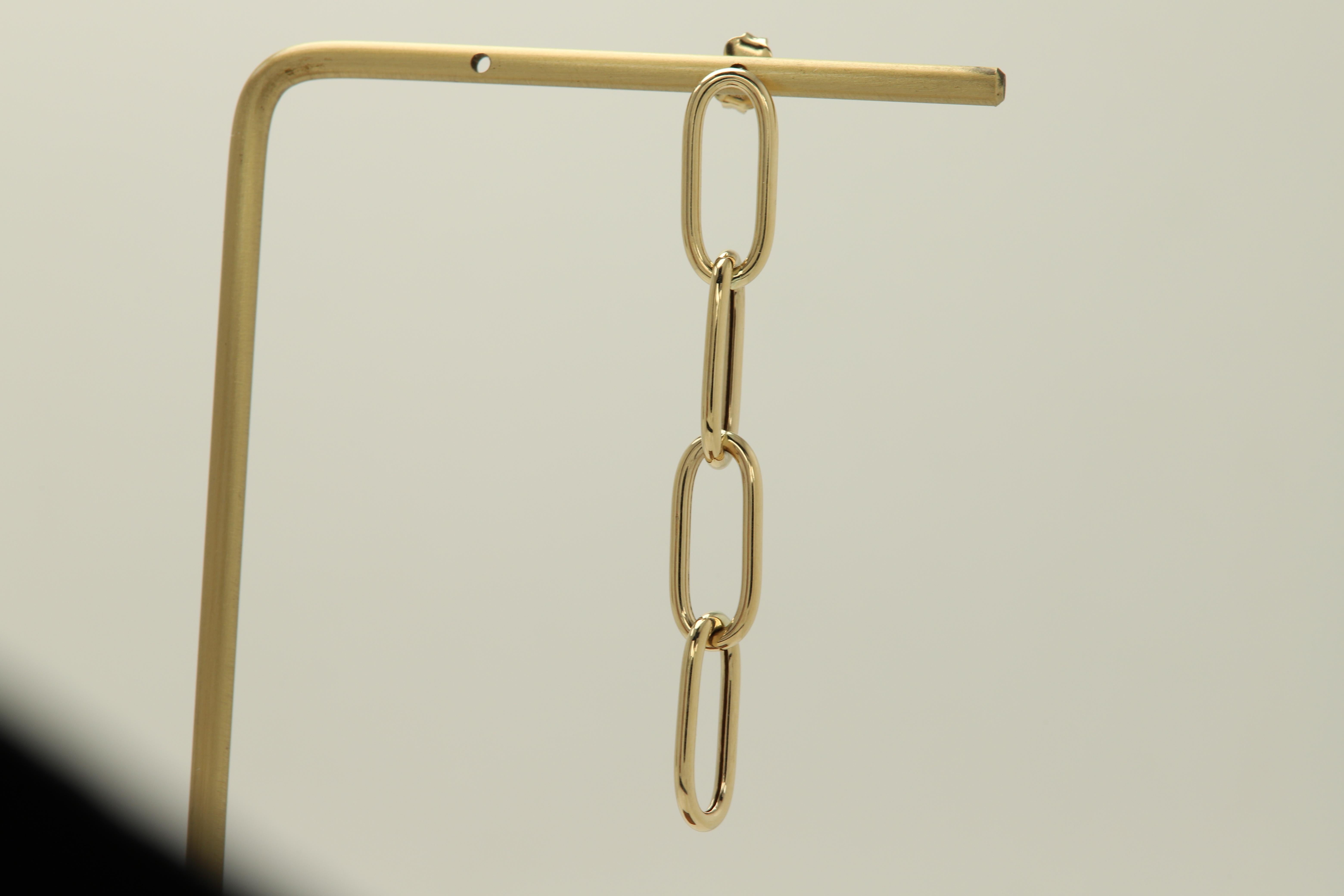 Paperclip 14 Karat Gold Earrings Made in Italy Paper Clip Dangle Earrings 1