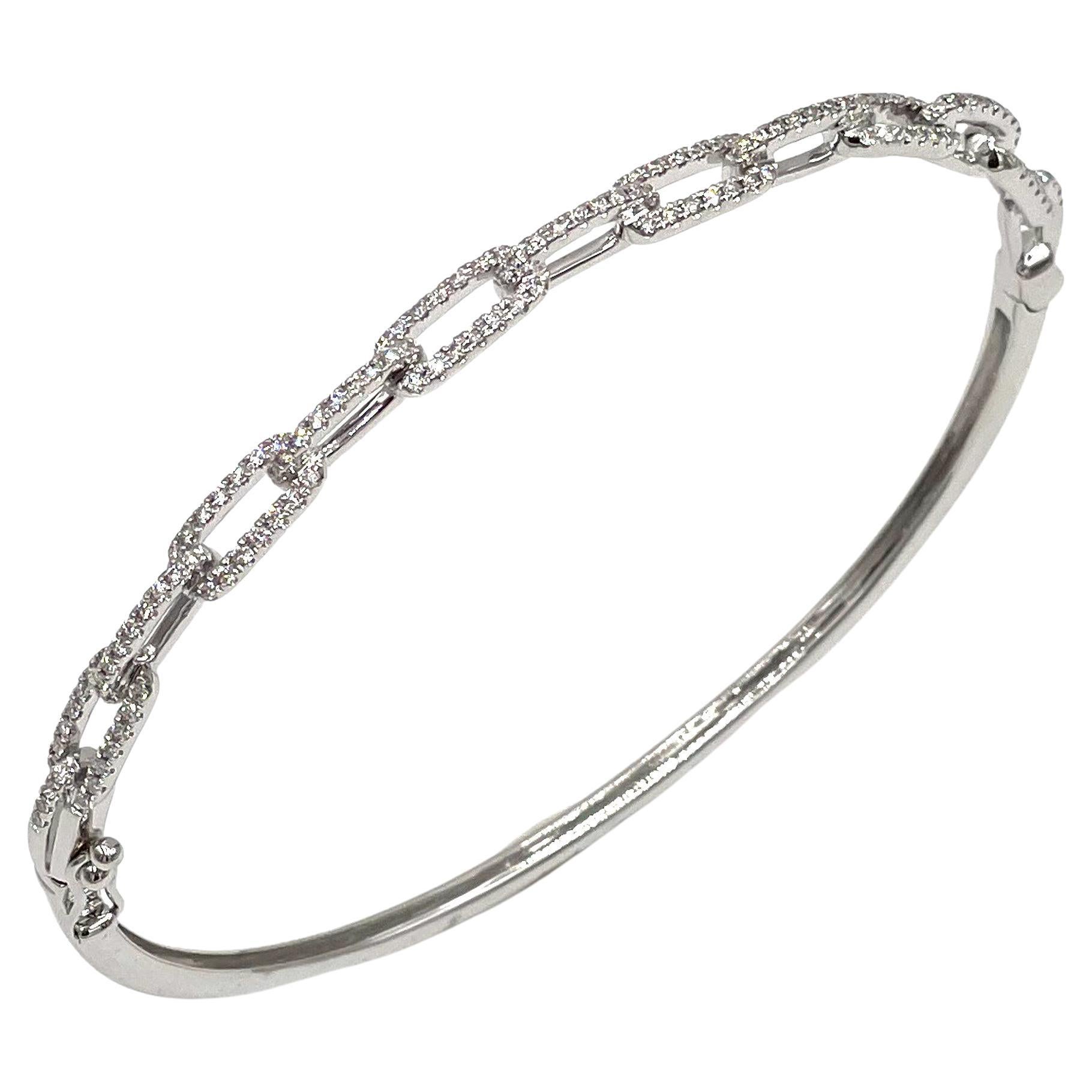 14k White Gold Diamond Bangle Bracelet - 659 For Sale on 1stDibs