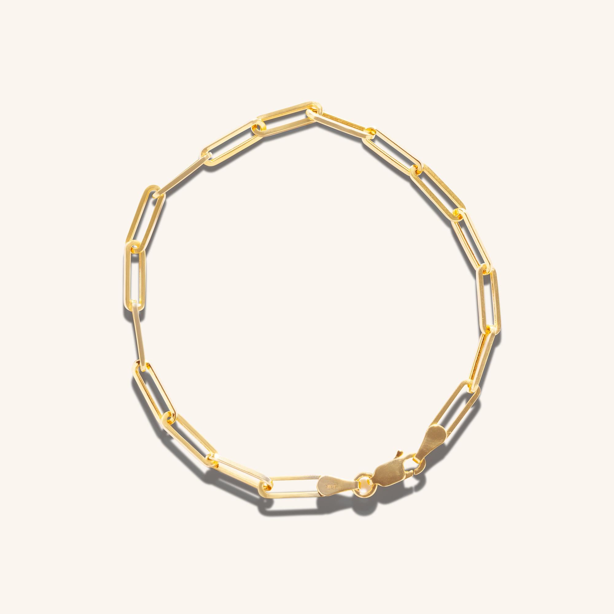 Moderne Bracelet à maillons audacieux en or massif, fait à la main, 14 carats en vente