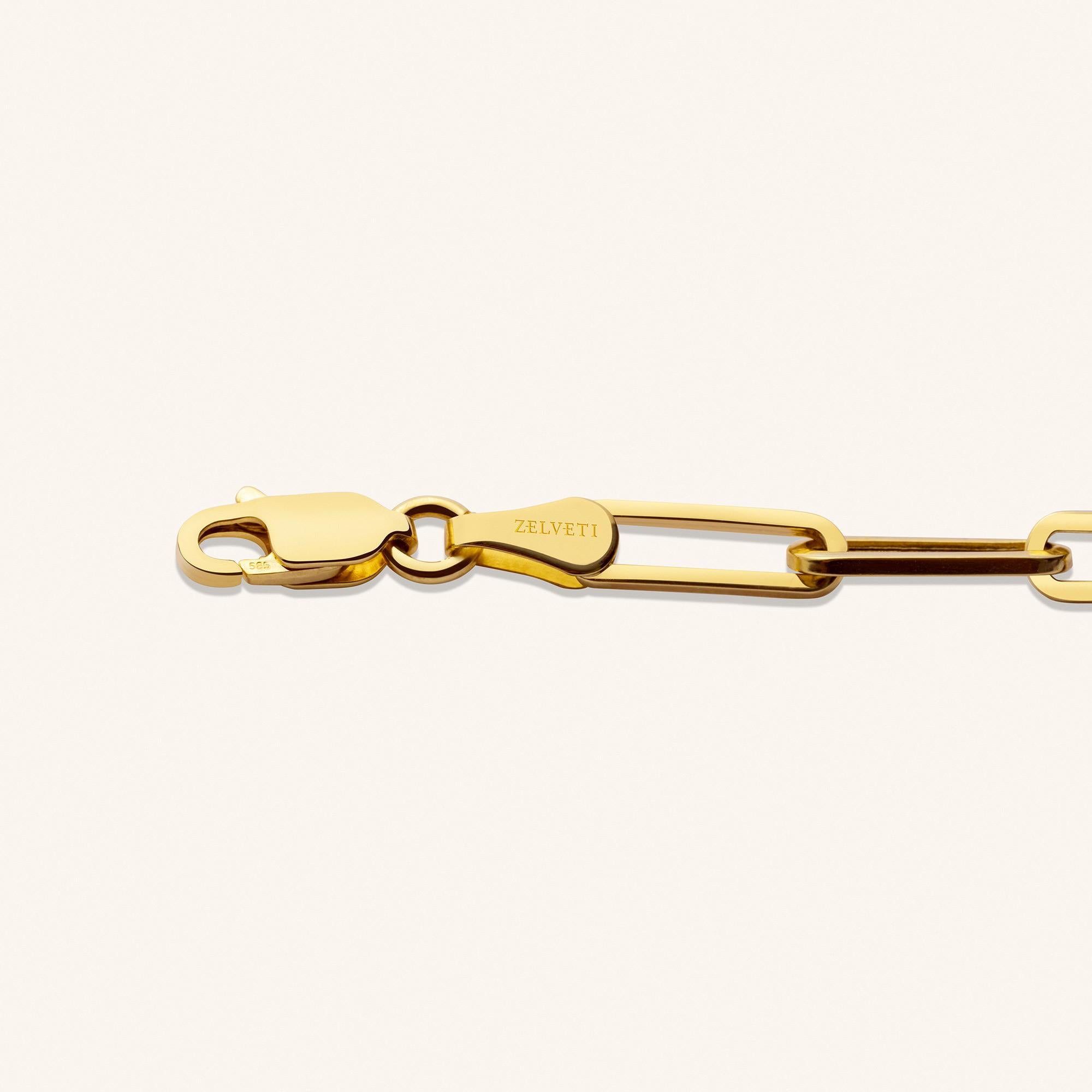 Bracelet à maillons audacieux en or massif, fait à la main, 14 carats Unisexe en vente