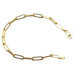 Paperclip Bold Link Chain Bracelet Solid Gold Minimalist Handmade 14 Karat