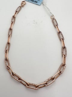 Paperclip bracelet 14KT rose gold Diamond bracelet