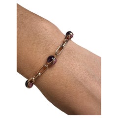 Paperclip bracelet 18KT gold pink sapphire & amethyst bracelet unique