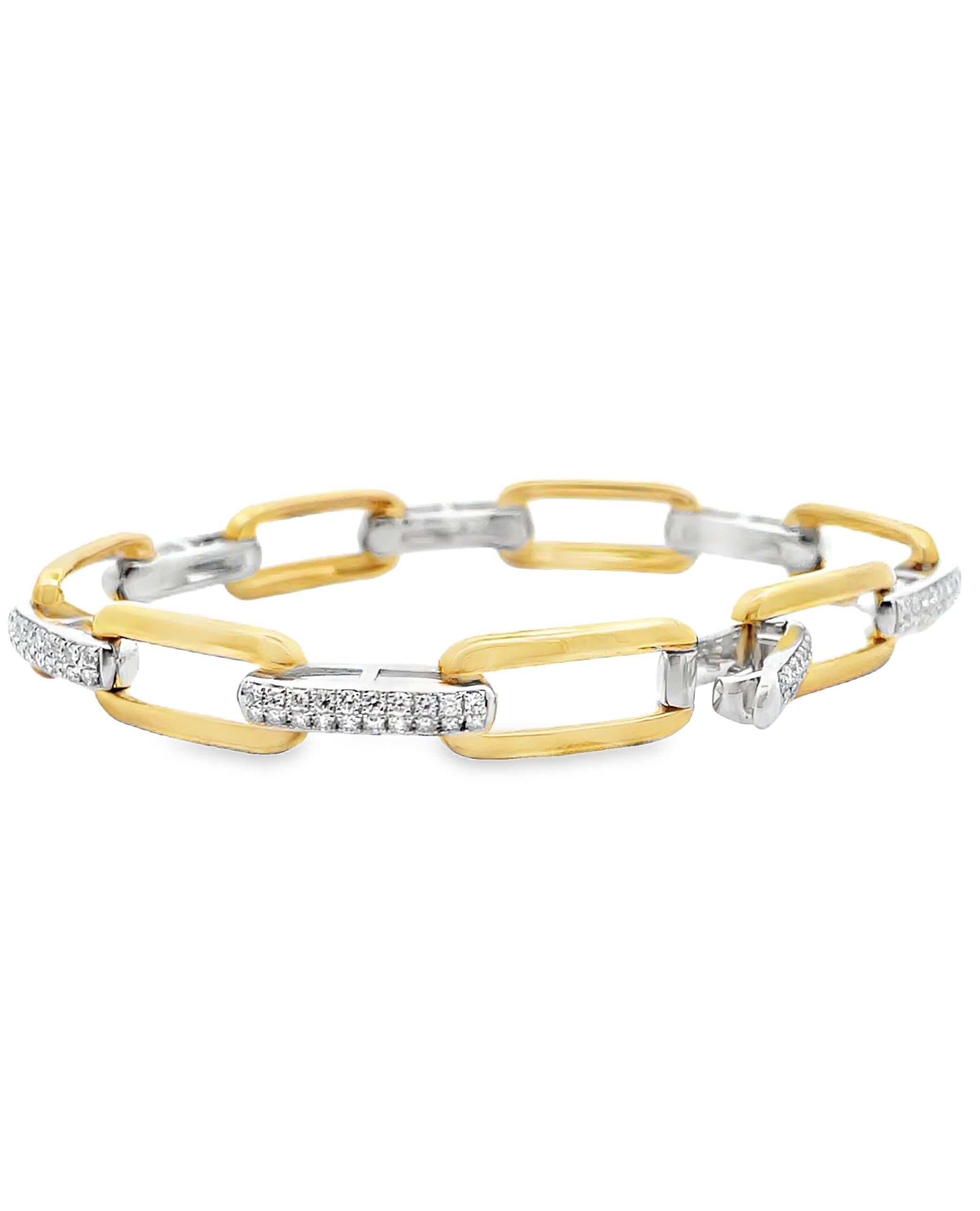 De las mujeres Pulsera clip con diamantes pavé en oro amarillo y blanco de 14 quilates y cierre oculto en venta