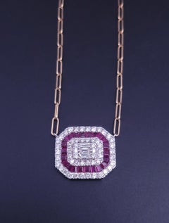 Büroklammerkette Diamant und Rubin Halskette