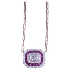 Paperclip Chain Diamond and Ruby Necklace Paperclip Chain Diamond and Ruby Necklace