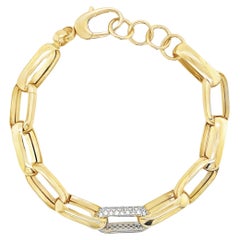 Bracciale Paperclip A Link con diamanti incastonati in oro giallo 14 kt