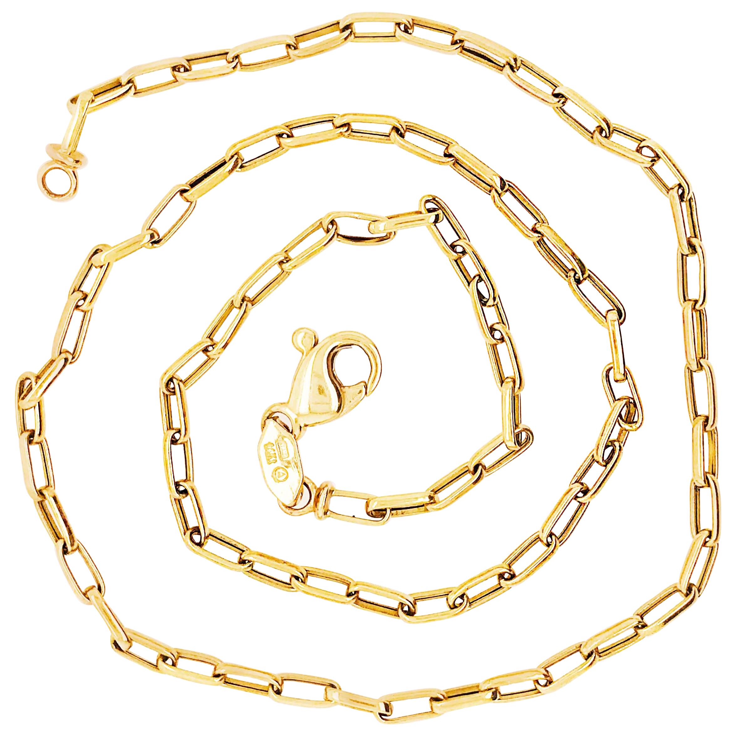 Paperclip Chain Necklace 14 Karat Yellow Gold Paperclip Link Chain
