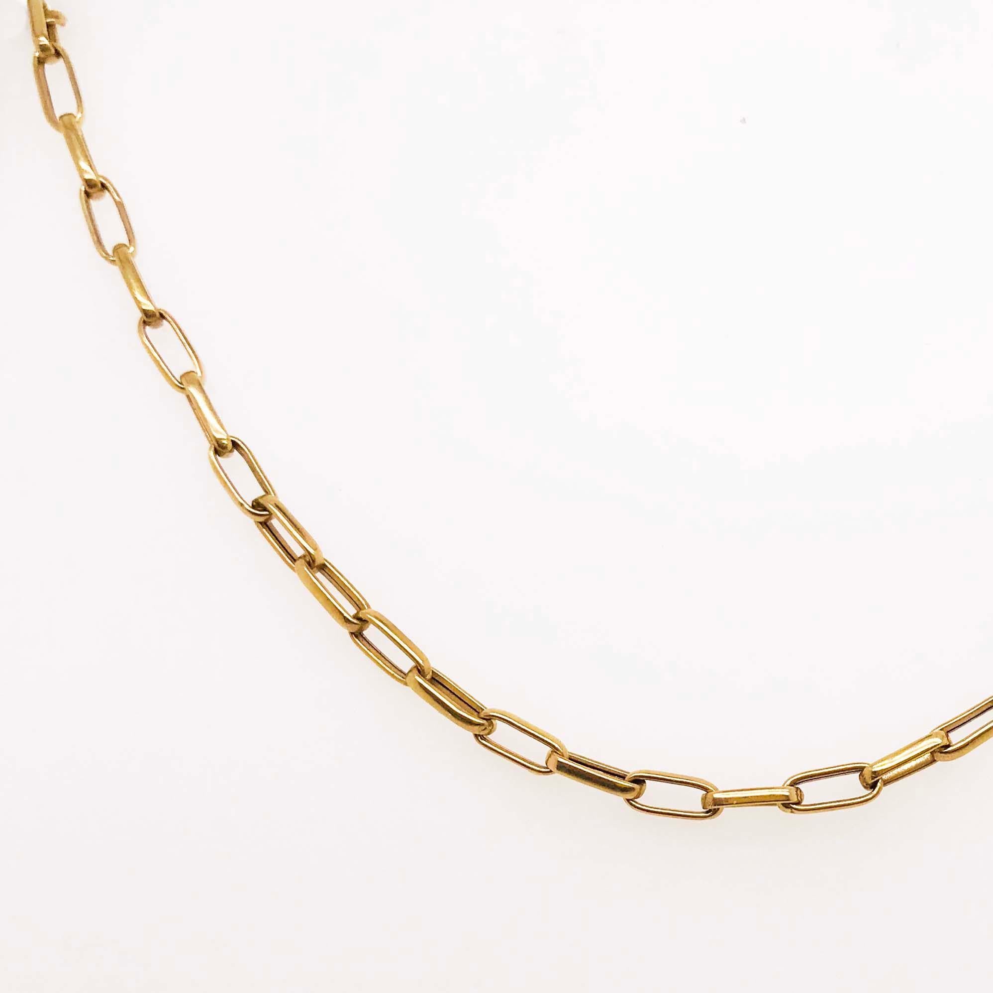 Modern Paperclip Chain Necklace 14 Karat Yellow Gold Paperclip Link Chain