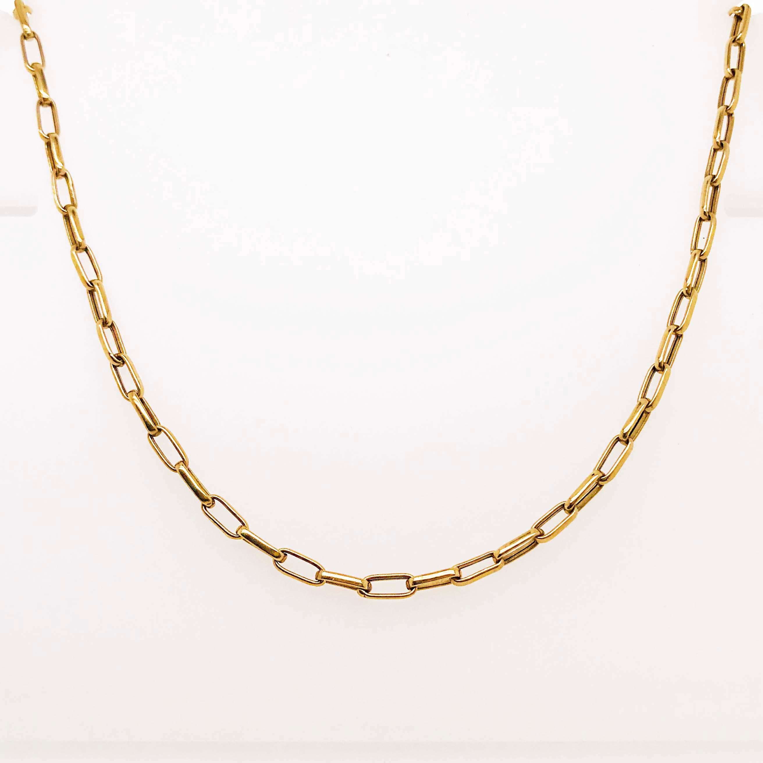 Paperclip Chain Necklace 14 Karat Yellow Gold Paperclip Link Chain In New Condition In Austin, TX
