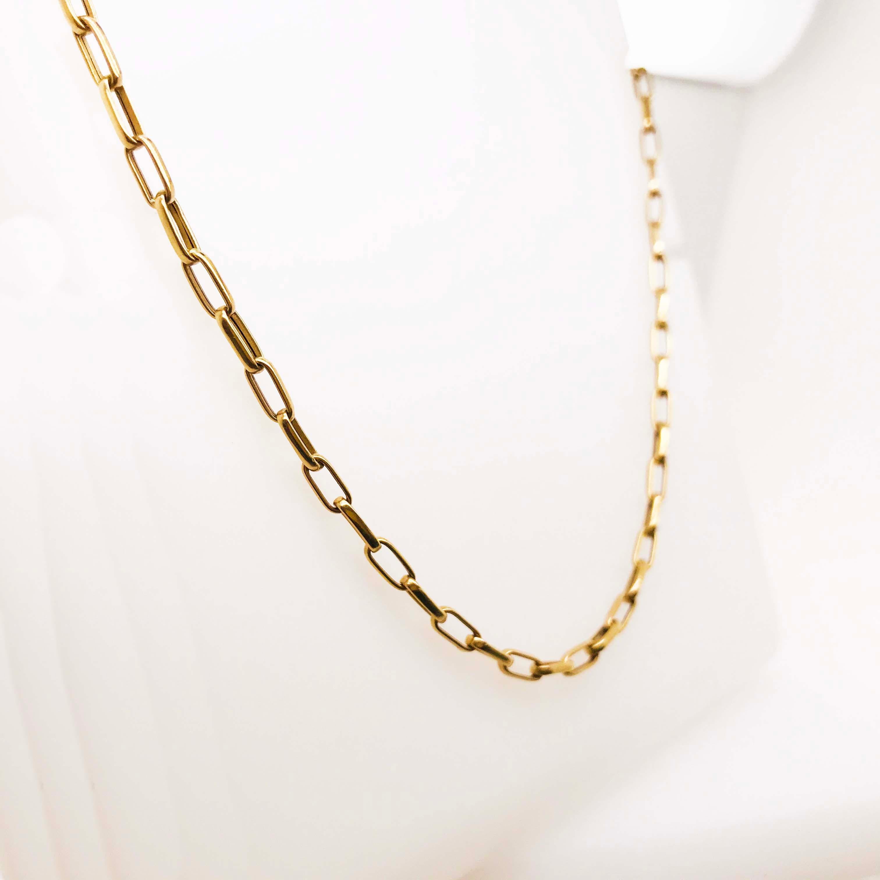 Women's or Men's Paperclip Chain Necklace 14 Karat Yellow Gold Paperclip Link Chain