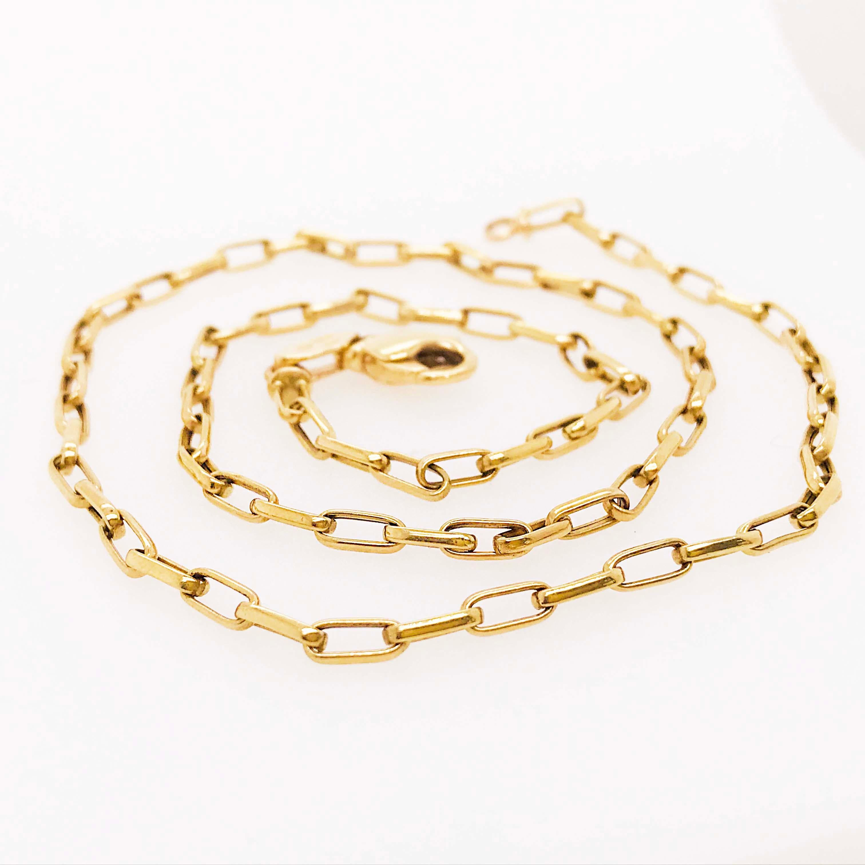 Paperclip Chain Necklace 14 Karat Yellow Gold Paperclip Link Chain 2