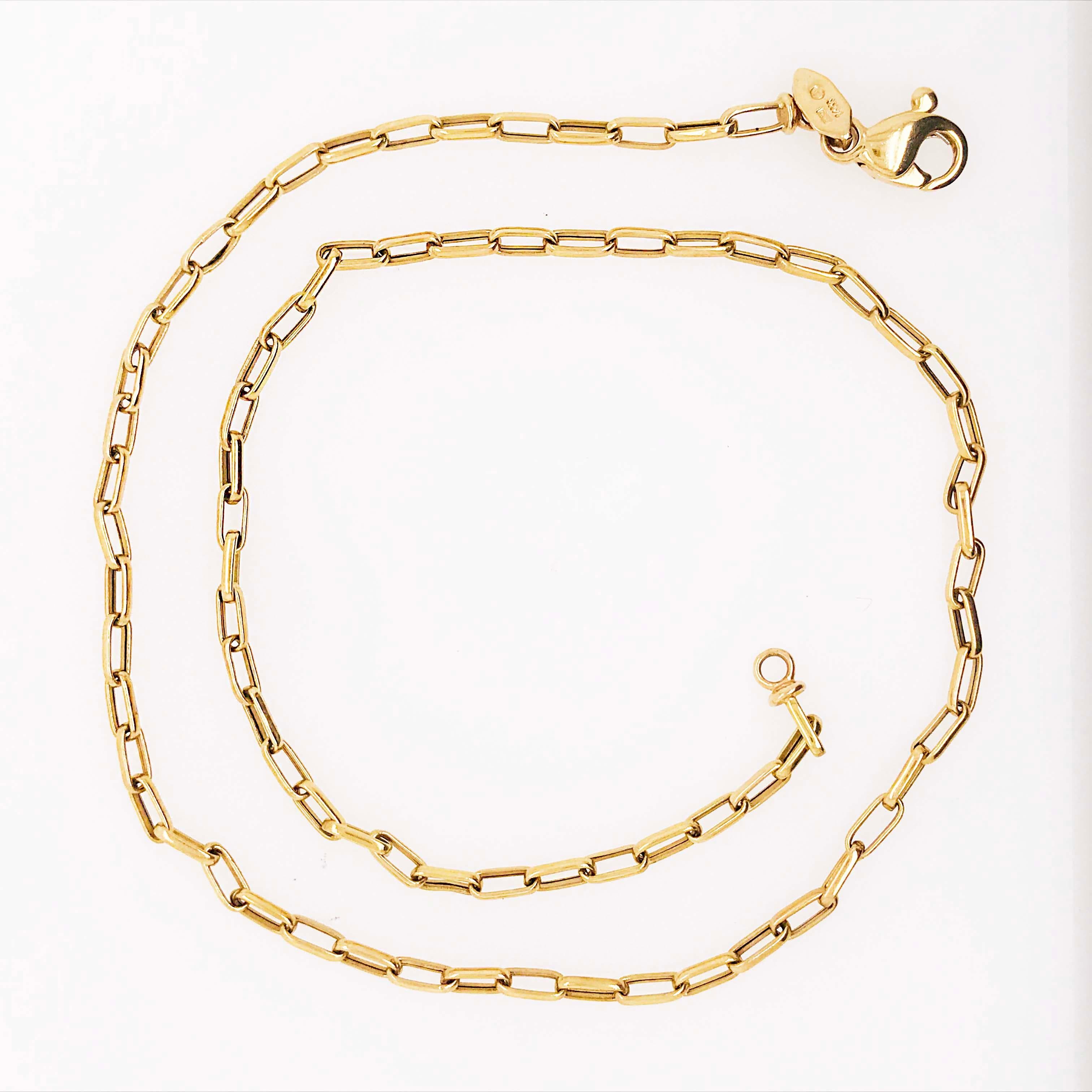 Paperclip Chain Necklace 14 Karat Yellow Gold Paperclip Link Chain 3