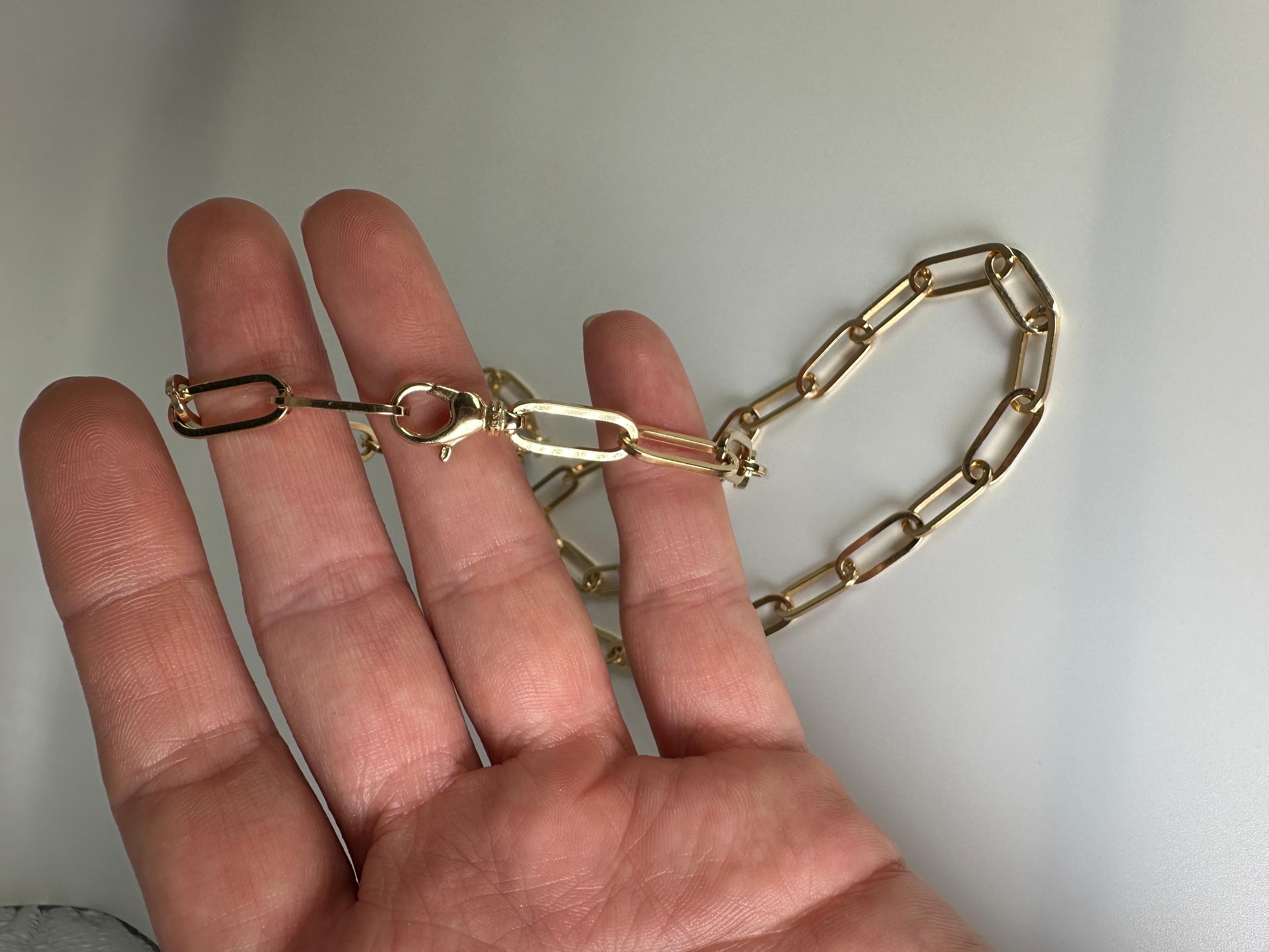 Papierclip-Halskette aus 14 Karat Gelbgold Große Halskette aus massivem Gold im Angebot 1