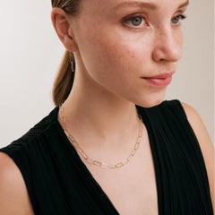 Paperclip Choker Necklace 16" in 14K Solid Yellow Gold