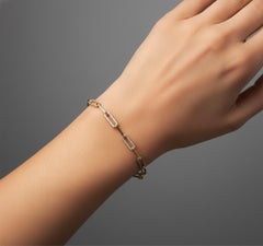 Paperclip Diamond Crafted 14K (or 18k upon request) Gold Link Bracelet