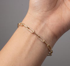 Paperclip Diamond Crafted 14K (or 18k upon request) Gold Link Bracelet
