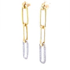 Contemporary 0.37ct Diamond Paperclip Earrings in 14K Yellow Gold