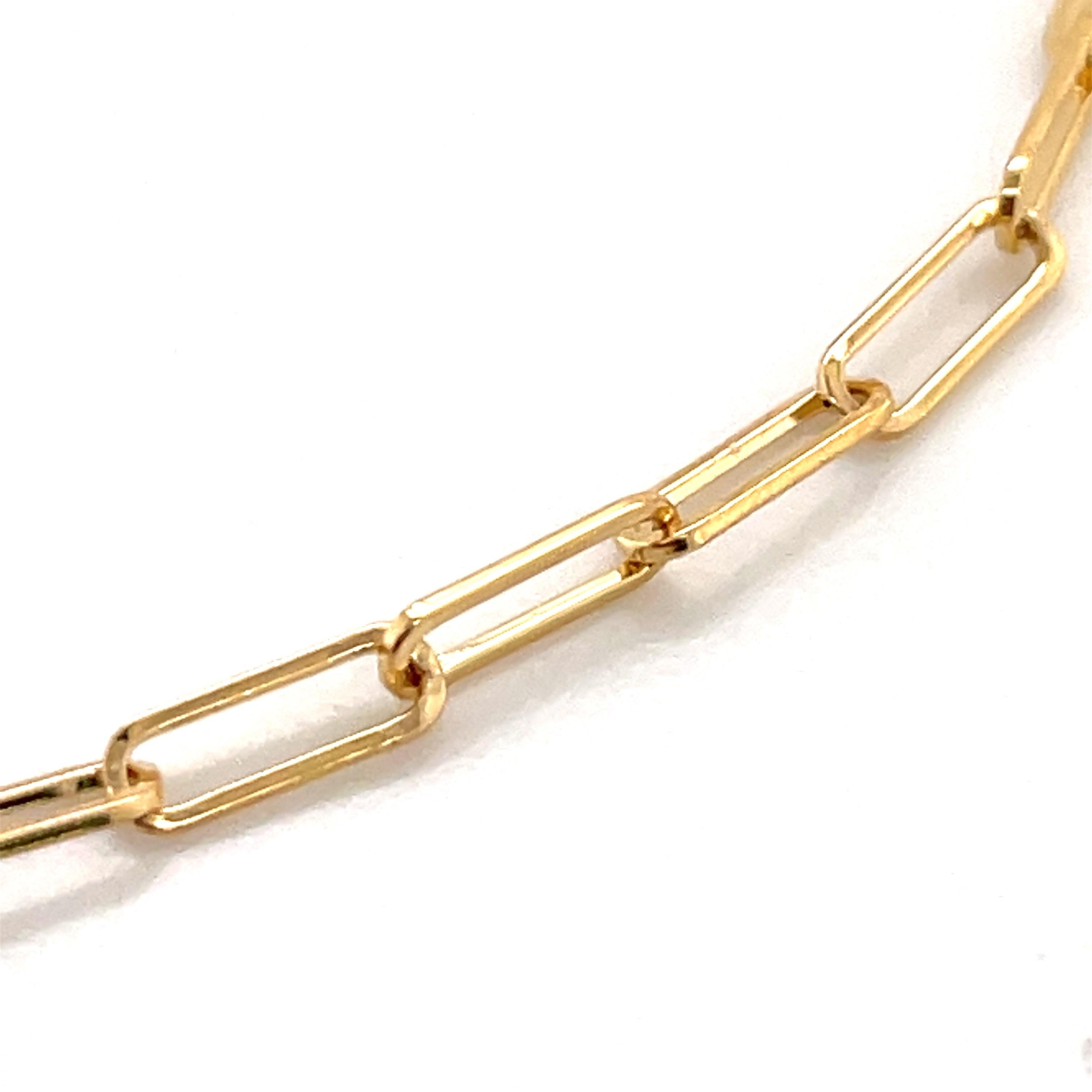 Women's Paperclip Diamond Heart Link Bracelet 0.48 Carat 14 Karat Yellow Gold