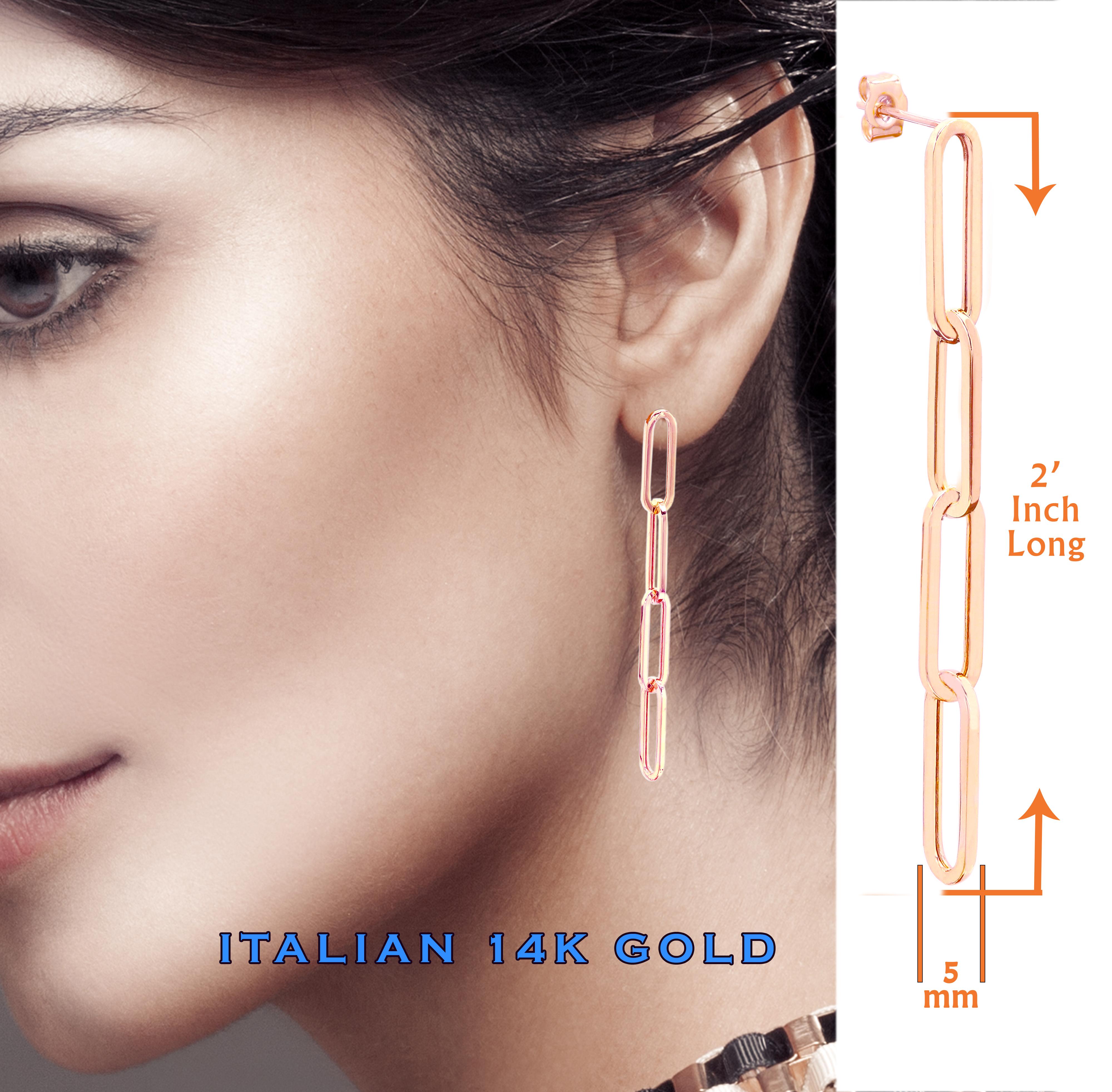 Boucles d'oreilles pendantes en or jaune 14 carats de 5 mm de large set de 3 paires en vente 11