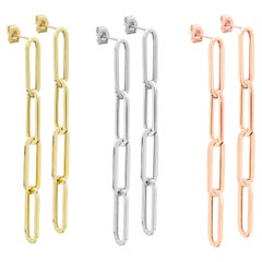 Pendientes de clip Pendientes colgantes de oro amarillo de 14 quilates 5 mm de ancho JUEGO de 3 pares