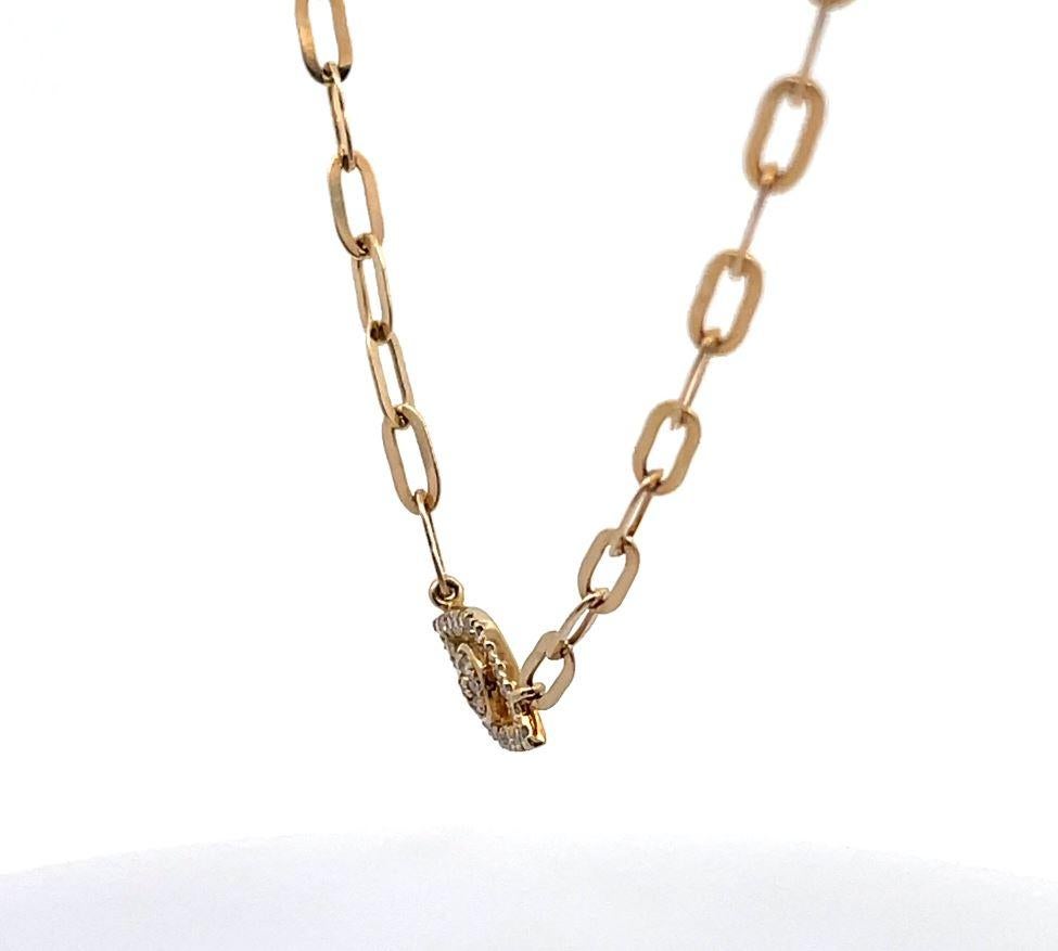 Collar Ojo de Mal de Paperclip Longitud Ajustable Oro Amarillo 14K con Cierre de Langosta en venta 2