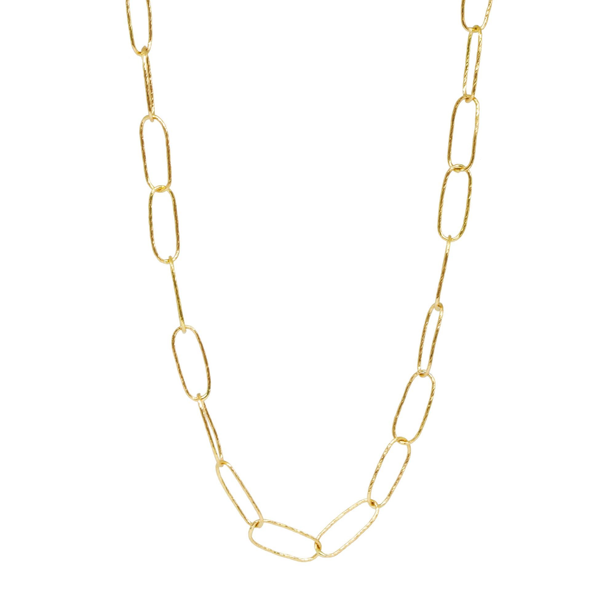 
Metal: 18K Yellow Gold
Length: 28''
Link size: 12x3.5mm

The Maker:
Our jewelry is designed in Denver, CO and ethically made by our skilled jewelers in our studio in Vietnam.
